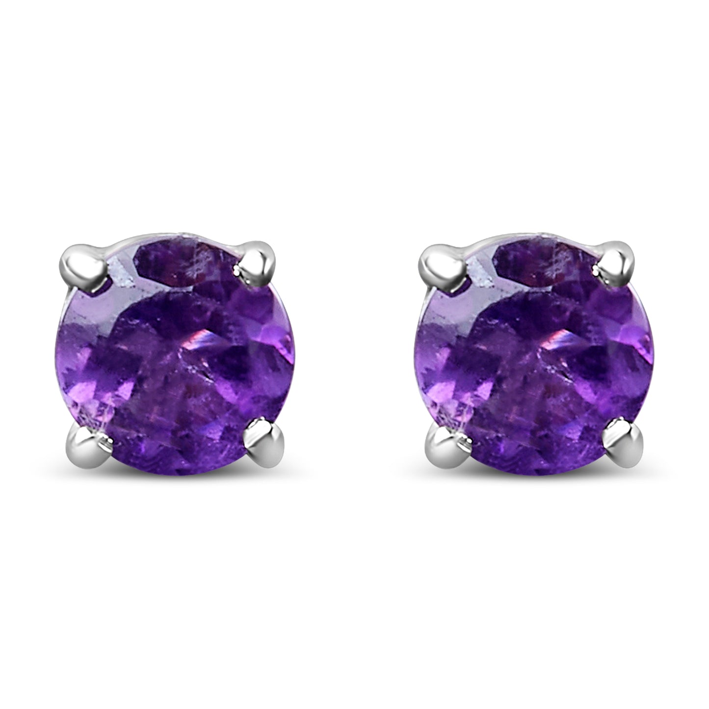 .925 Sterling Silver 3.5 MM Created Round Red Garnet Solitaire Stud Earrings