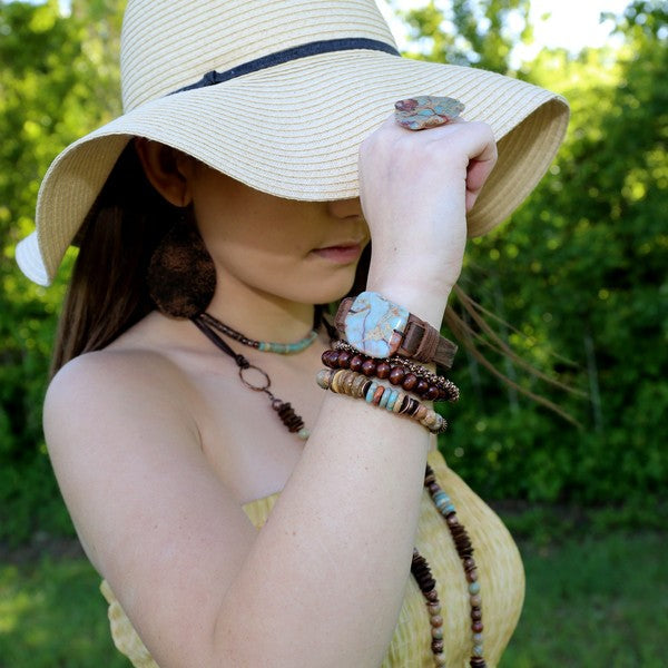 Aqua Terra Slab on Narrow Leather Cuff Bracelet