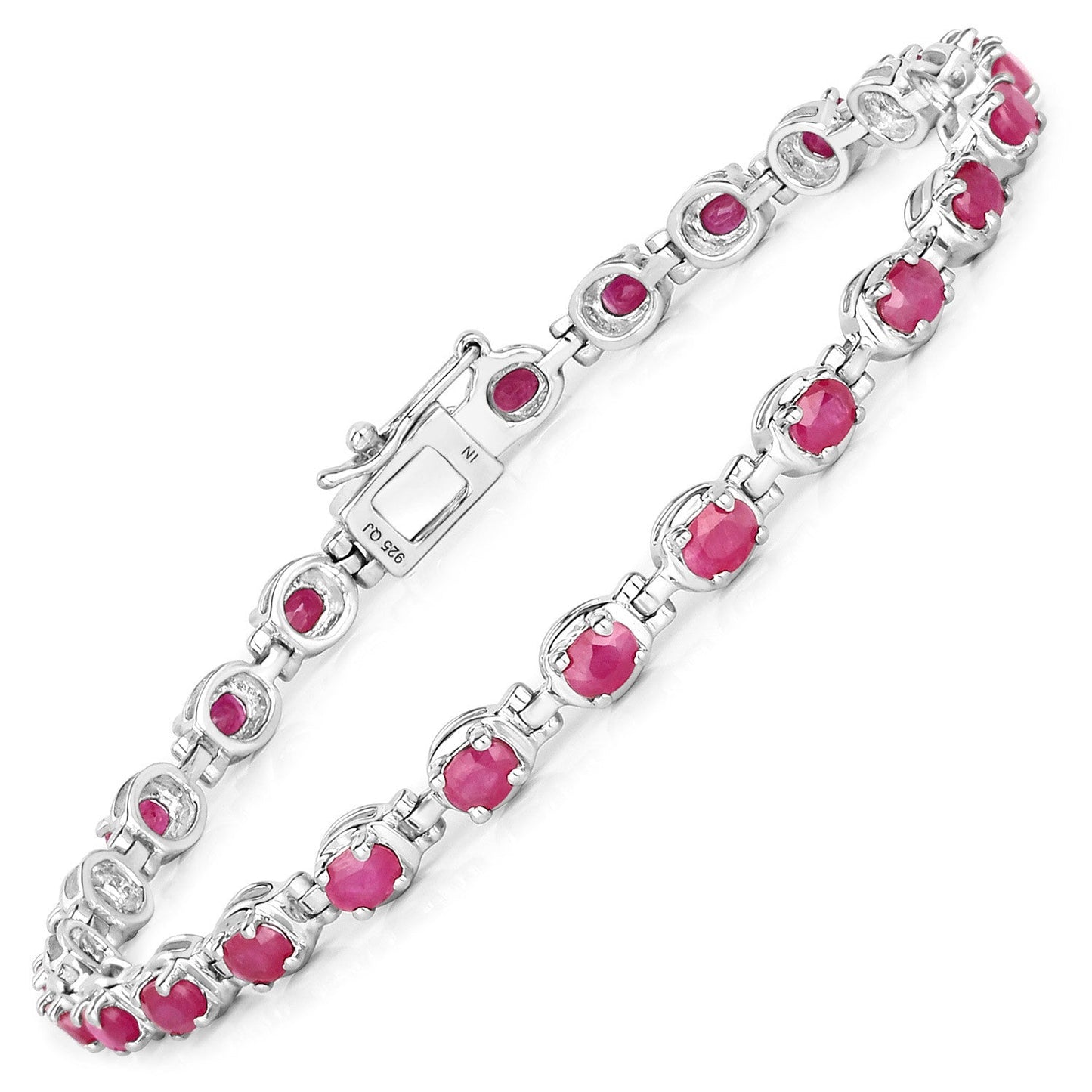 5.50 Carat Genuine Ruby .925 Sterling Silver Bracelet
