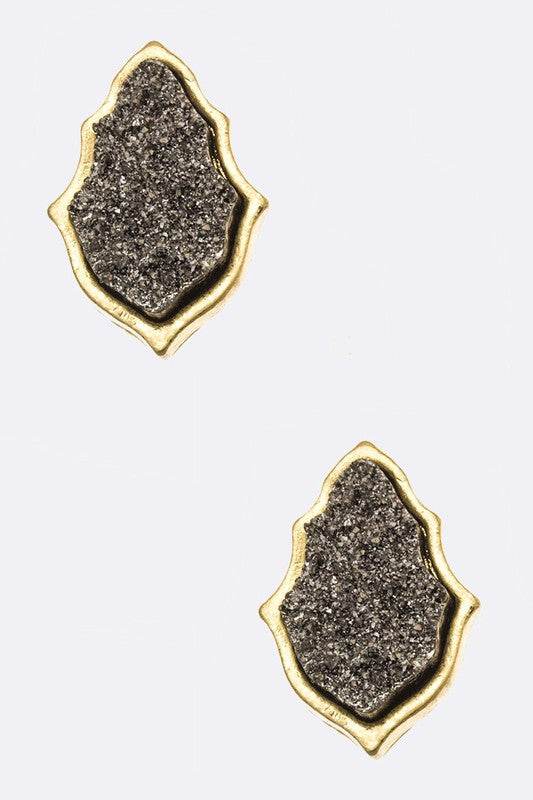 Druzy Leaf Stud Earrings