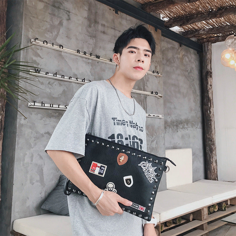 Black rivet clutch bag shoulder messenger bag envelope bag