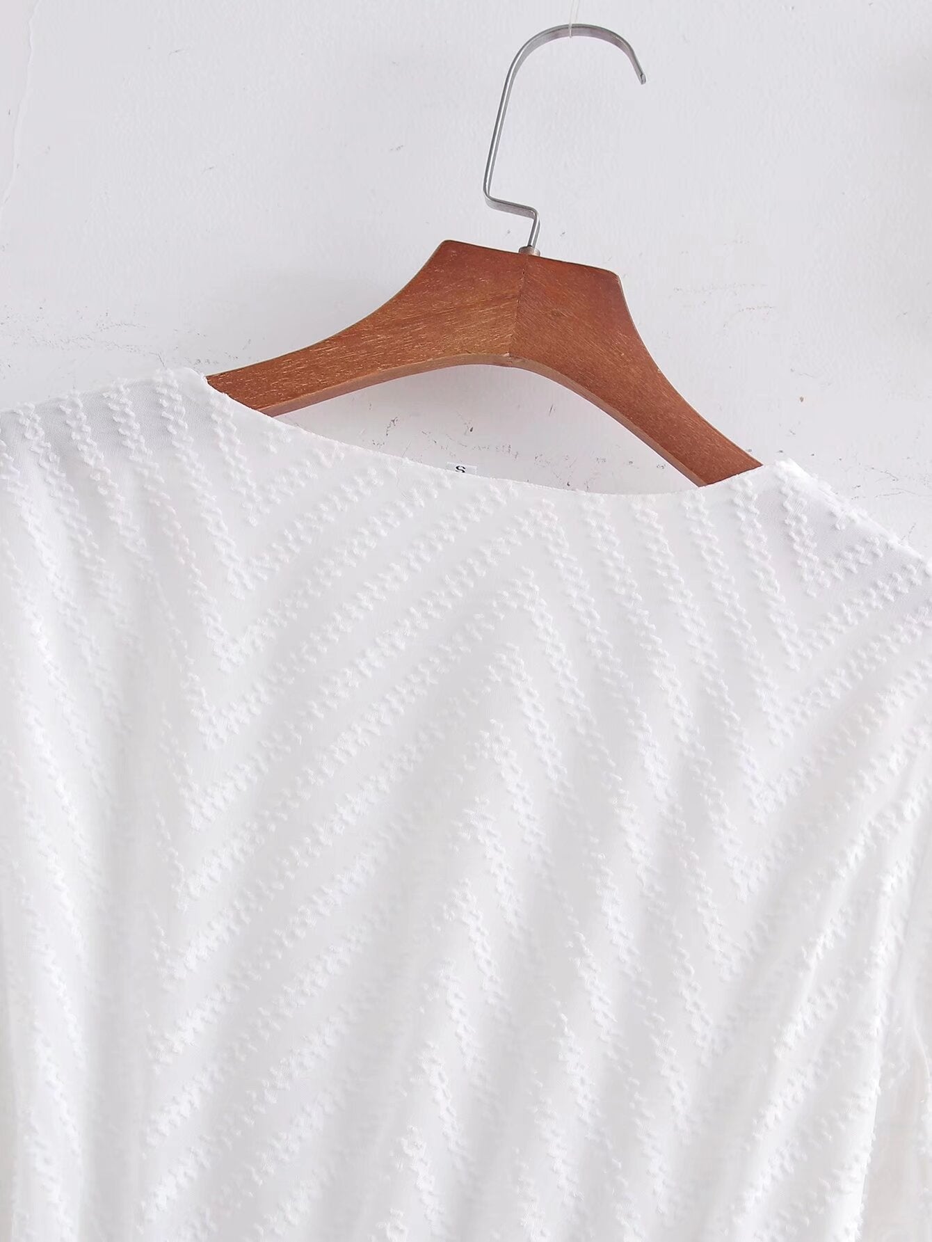 Spring Women Clothing Simple Graceful V neck Solid Color Short Sleeve Dress