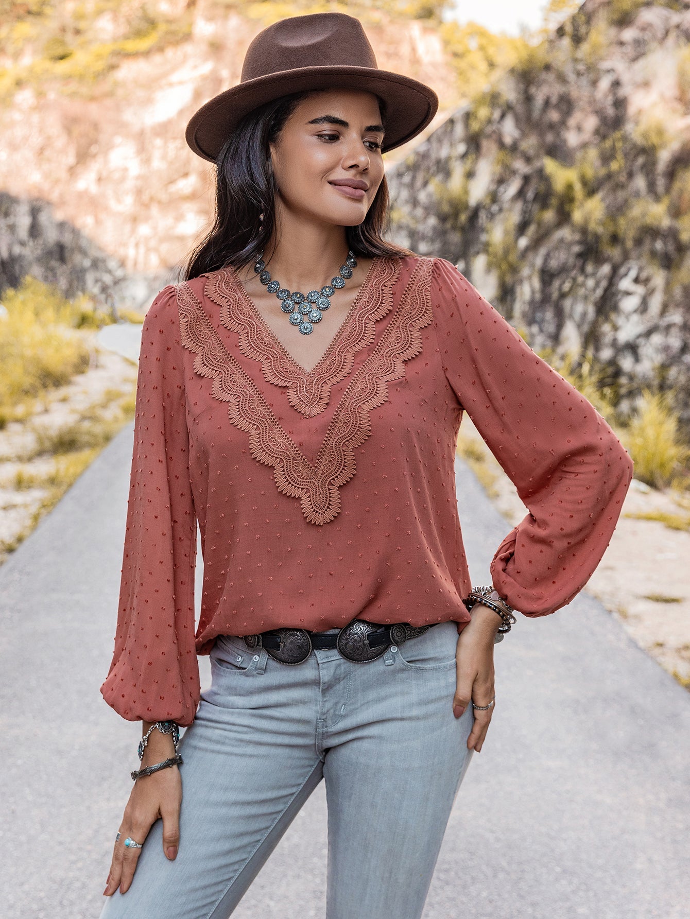 Women Clothing Autumn Winter Lace Long Sleeved Shirt Women Tops