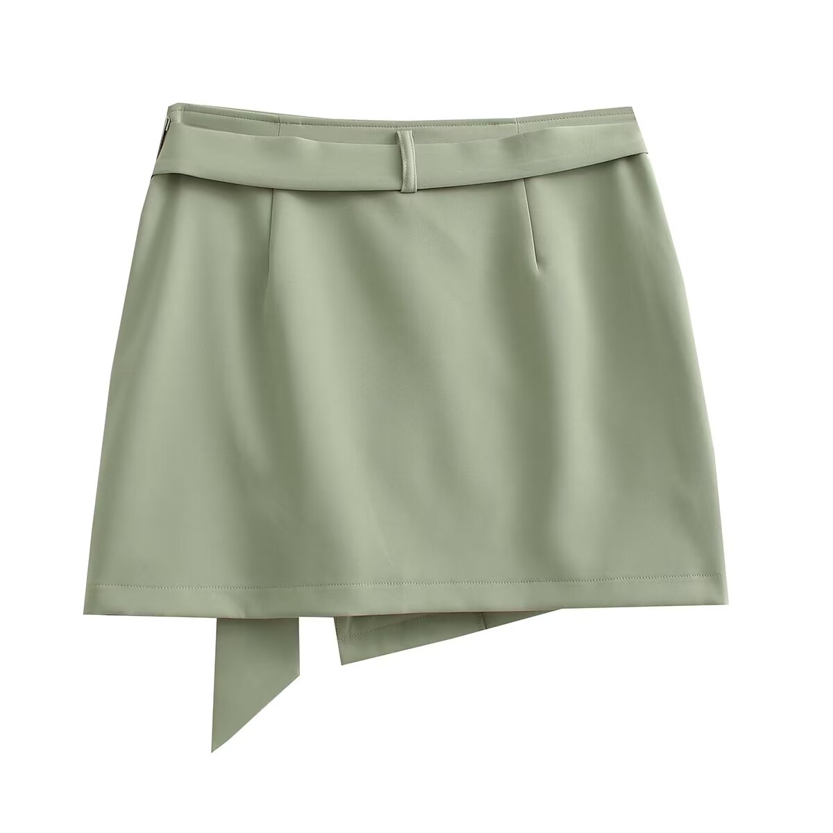 Women French Pocket Decoration High Waist Cross Mini Skirt