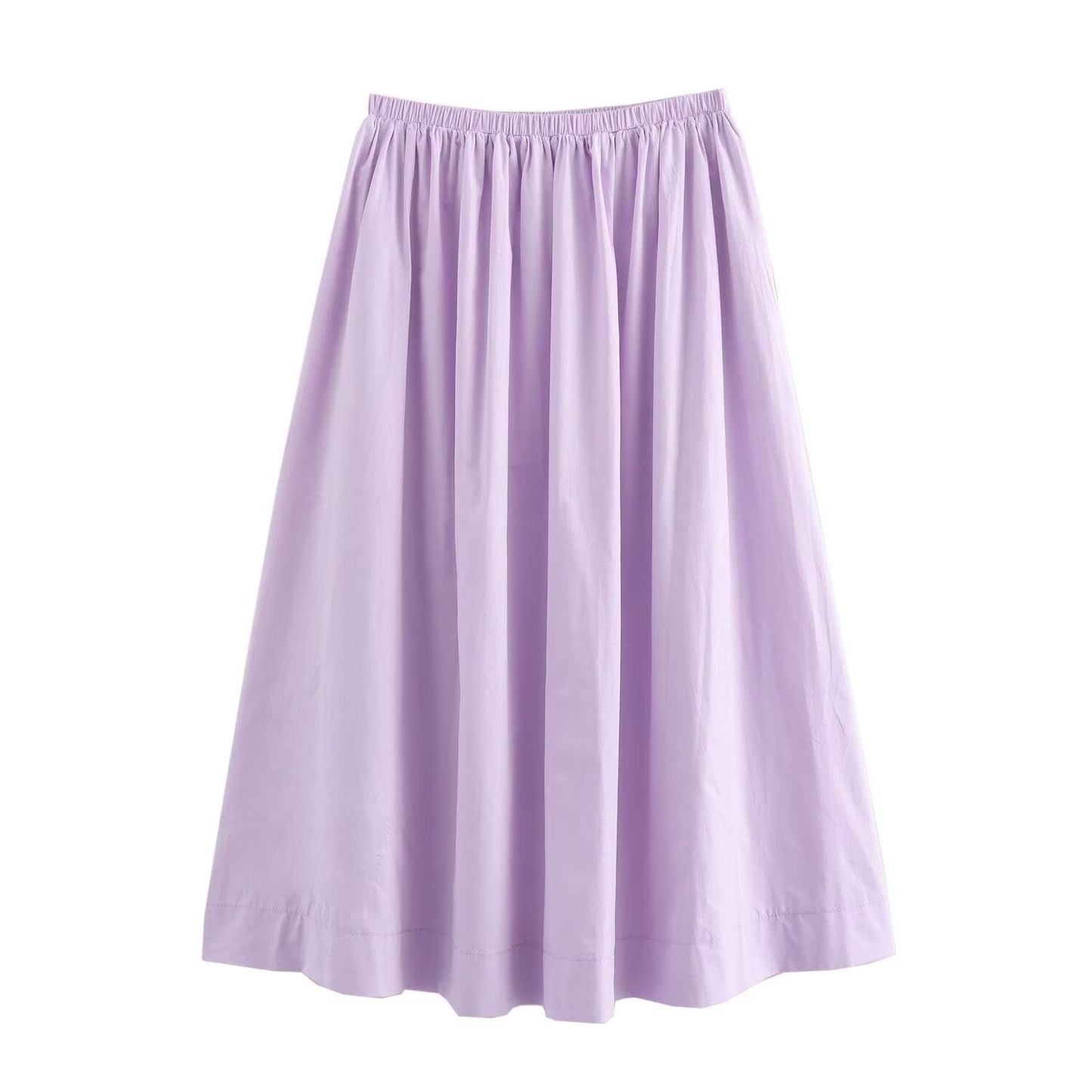 Summer Simple Casual Big Pear Friendly Umbrella Skirt Women Elastic Waist Loose Fitting Mid Length Dress