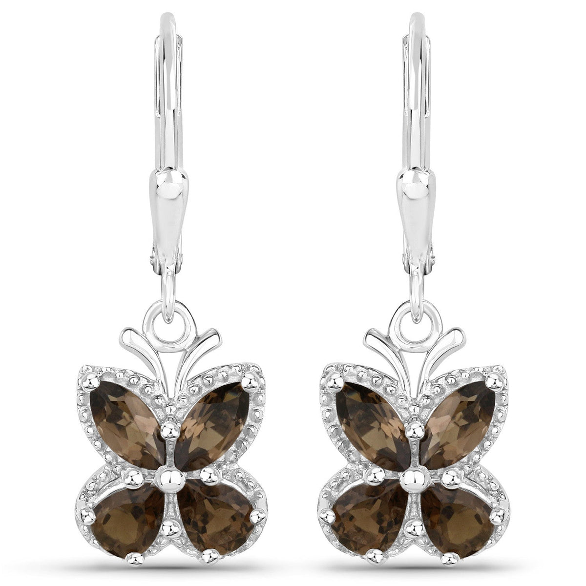 2.20 Carat Genuine Smoky Quartz .925 Sterling Silver Earrings