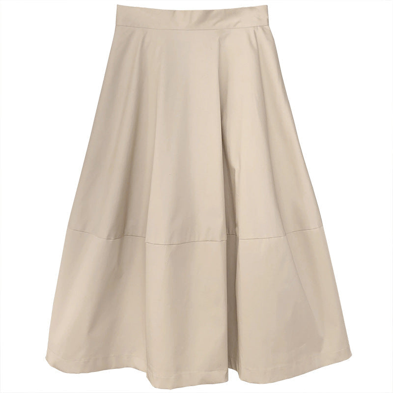 Profile Puffy A line Dress Women Spring Cotton Mid Length Skirt French High Waist Skirt 8007