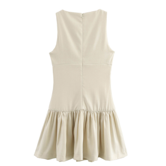 Autumn round Neck Sleeveless Bow Dress Women Clothing