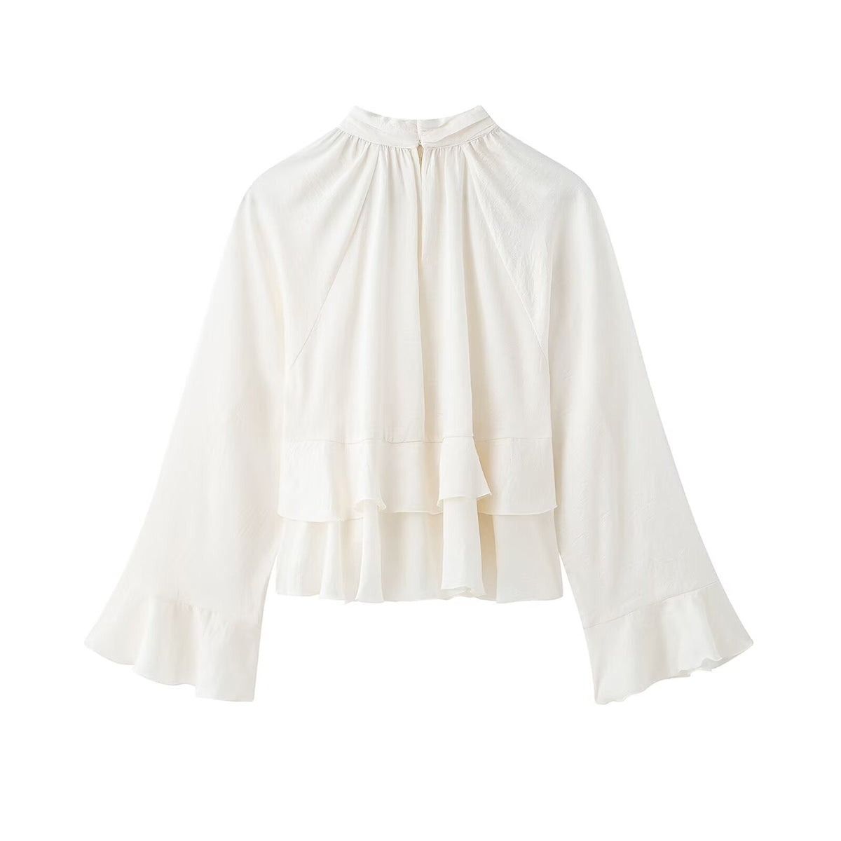 Spring Summer Women Clothing Elegant Fashionable All Match Laminated Decoration Shirt