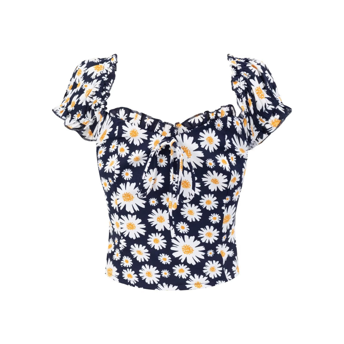 Sexy Backless Elastic Slim Fit SUNFLOWER Short Shirt Top