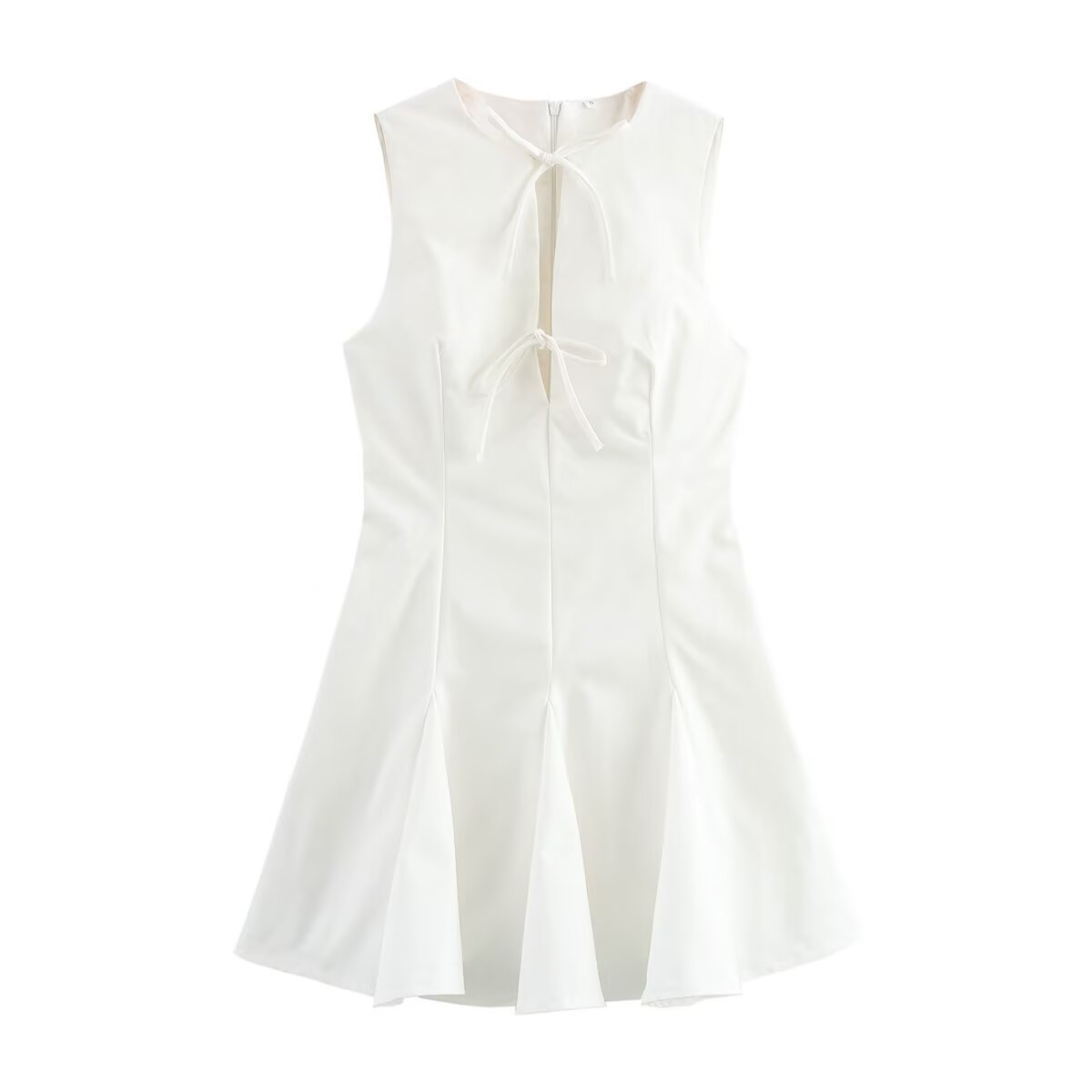 Spring Women Clothing Wide Swing Bowknot Decoration Short Dress