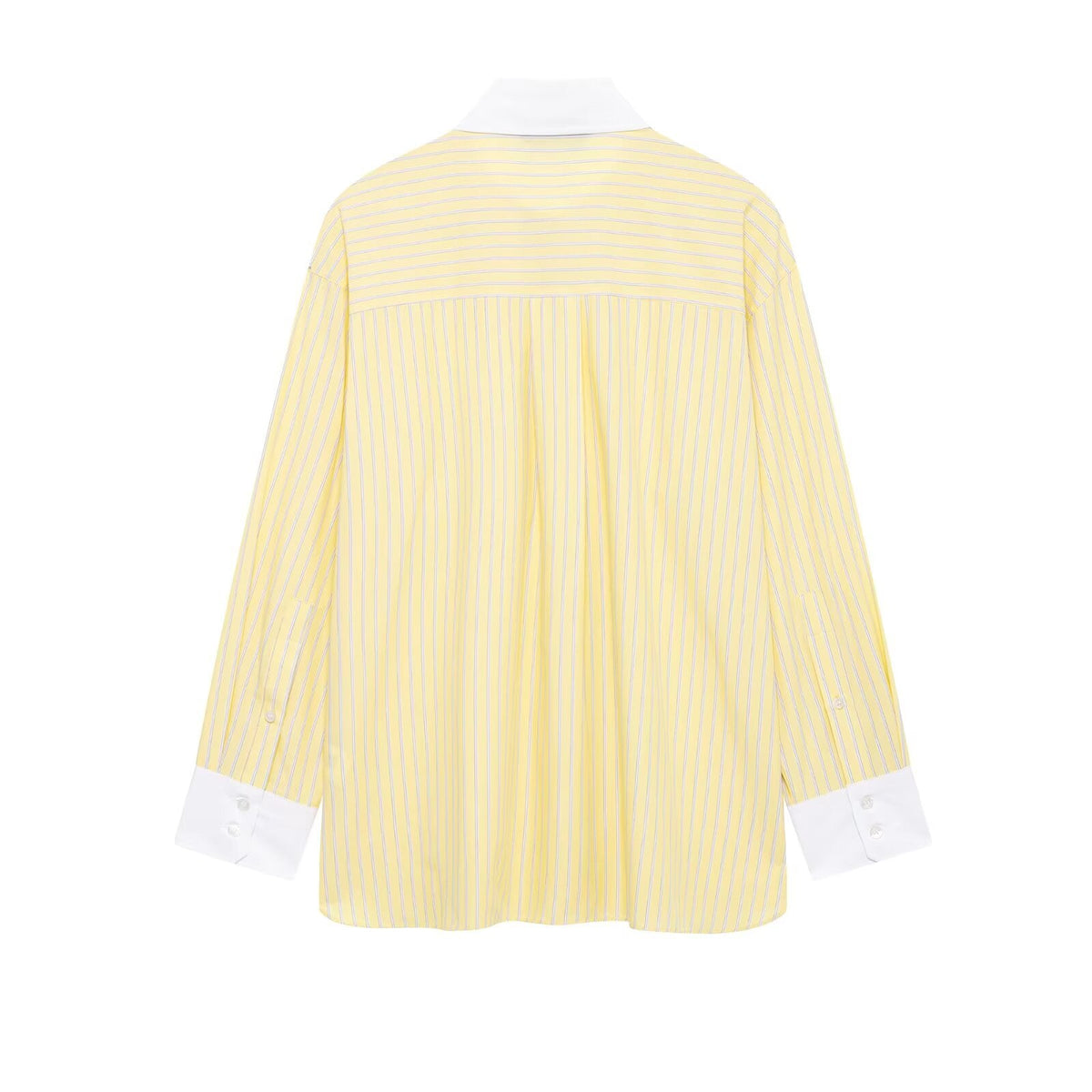 Spring Women Clothing Office Loose All Matching Striped Poplin Collared Long Sleeve Shirt