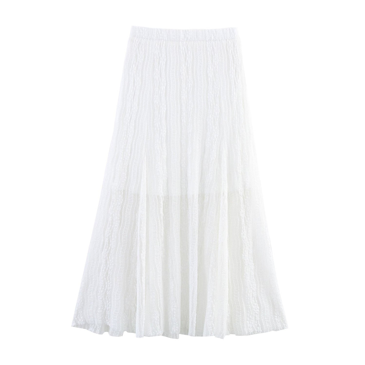 Women Clothing Summer Skirt Office Refined Handmade Lace Jacquard Mesh Skirt Long Skirt