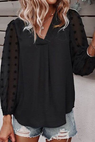 Long sleeve dotted blouse