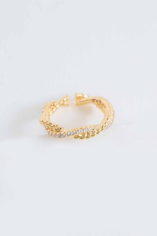Sparkling Twist Adjustable Ring | Gold