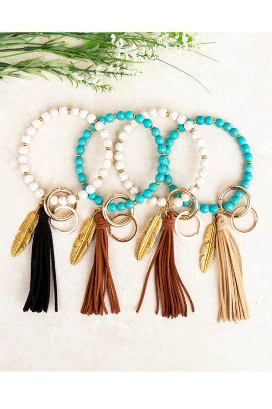 Boho Stone Key Ring Bracelet