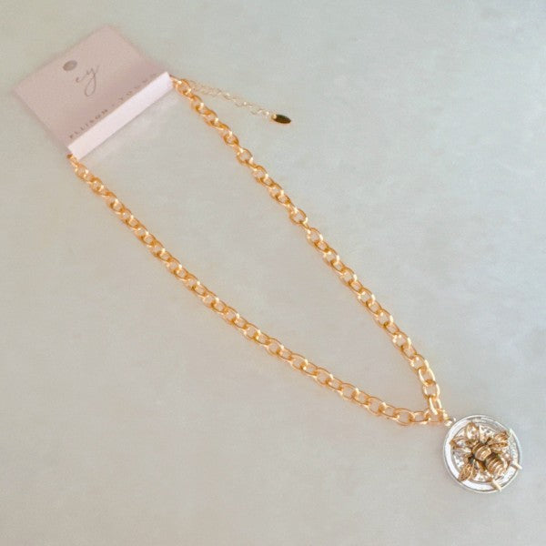 Bold And Antique Bee Chain Necklace