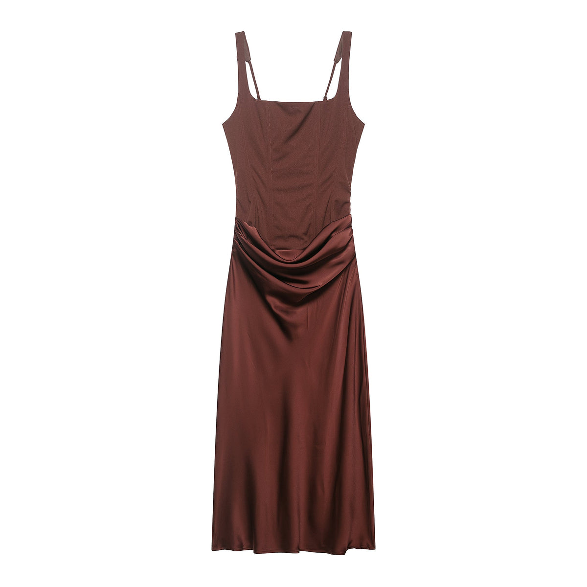Women Clothing Summer Street Slim Fit Slimming Fitted Waist Pleated Strap Dress Women