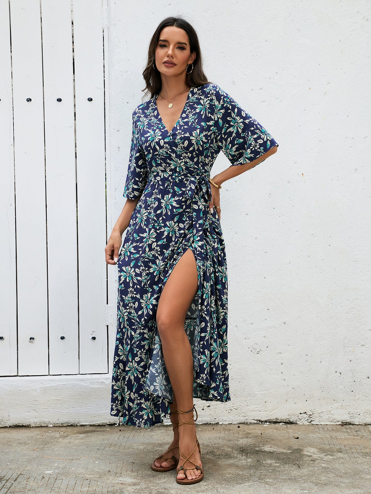 Women Printed One Piece Strapless Bow Long Dress Bohemian Vacation Sleeveless Midriff Baring Fishtail Beach Dress