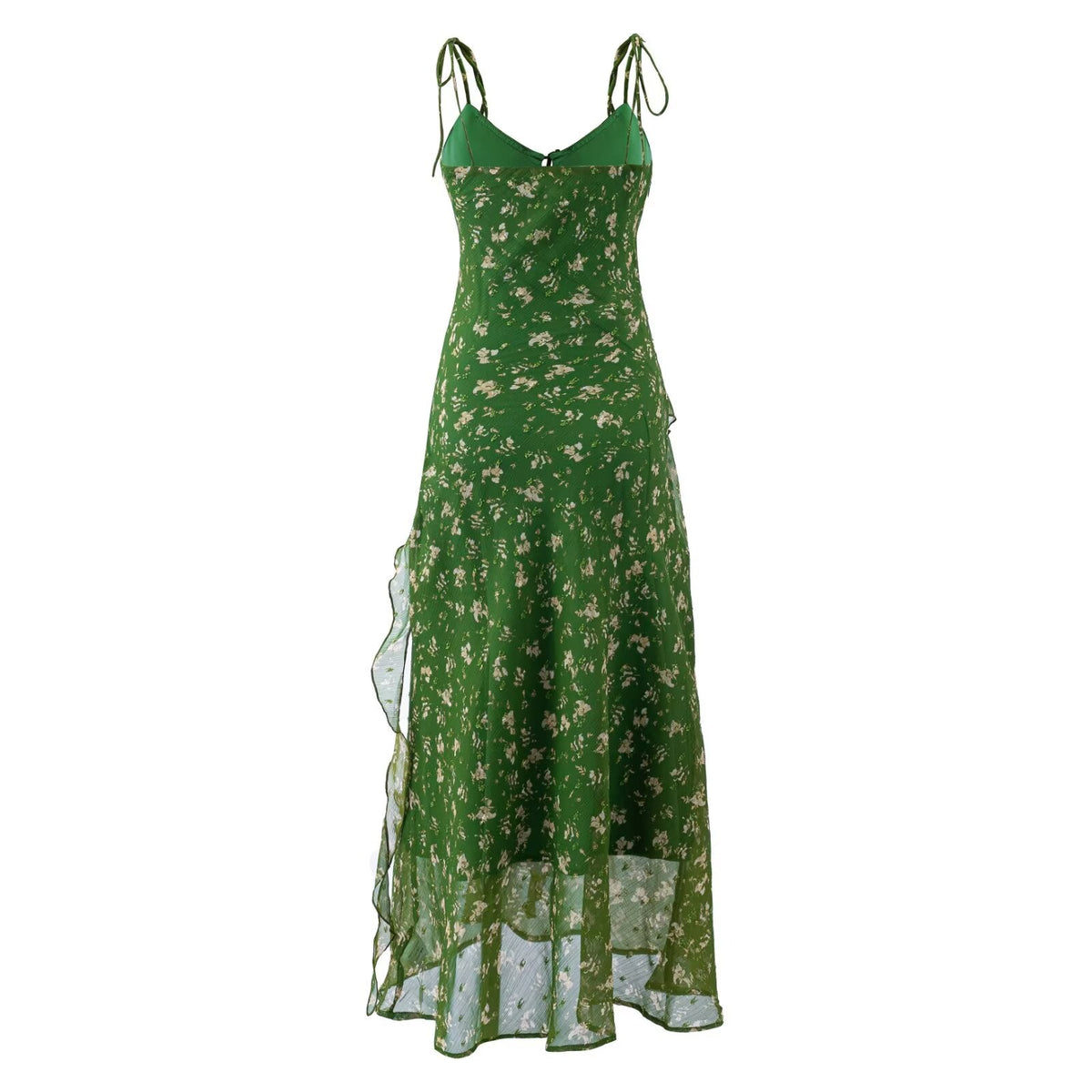 Summer Vintage Fresh Gentle Ruffled Floral Dress Slim Fit Figure Flattering Cami Dress