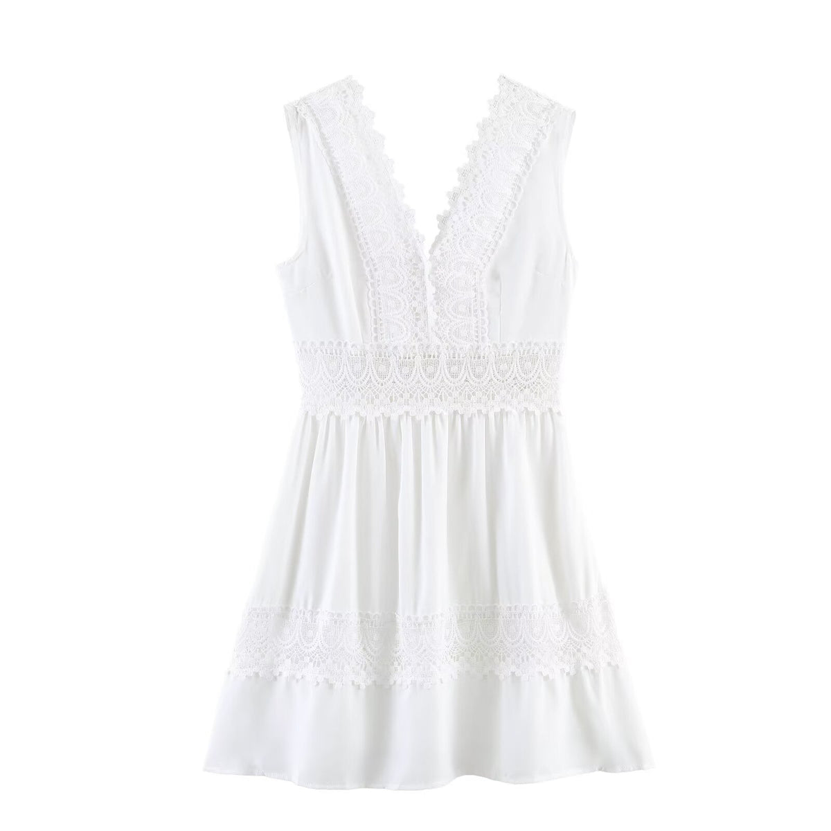 Summer Slim Waist Lace Short Stitching Dress