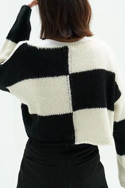 Checkered knit sweater