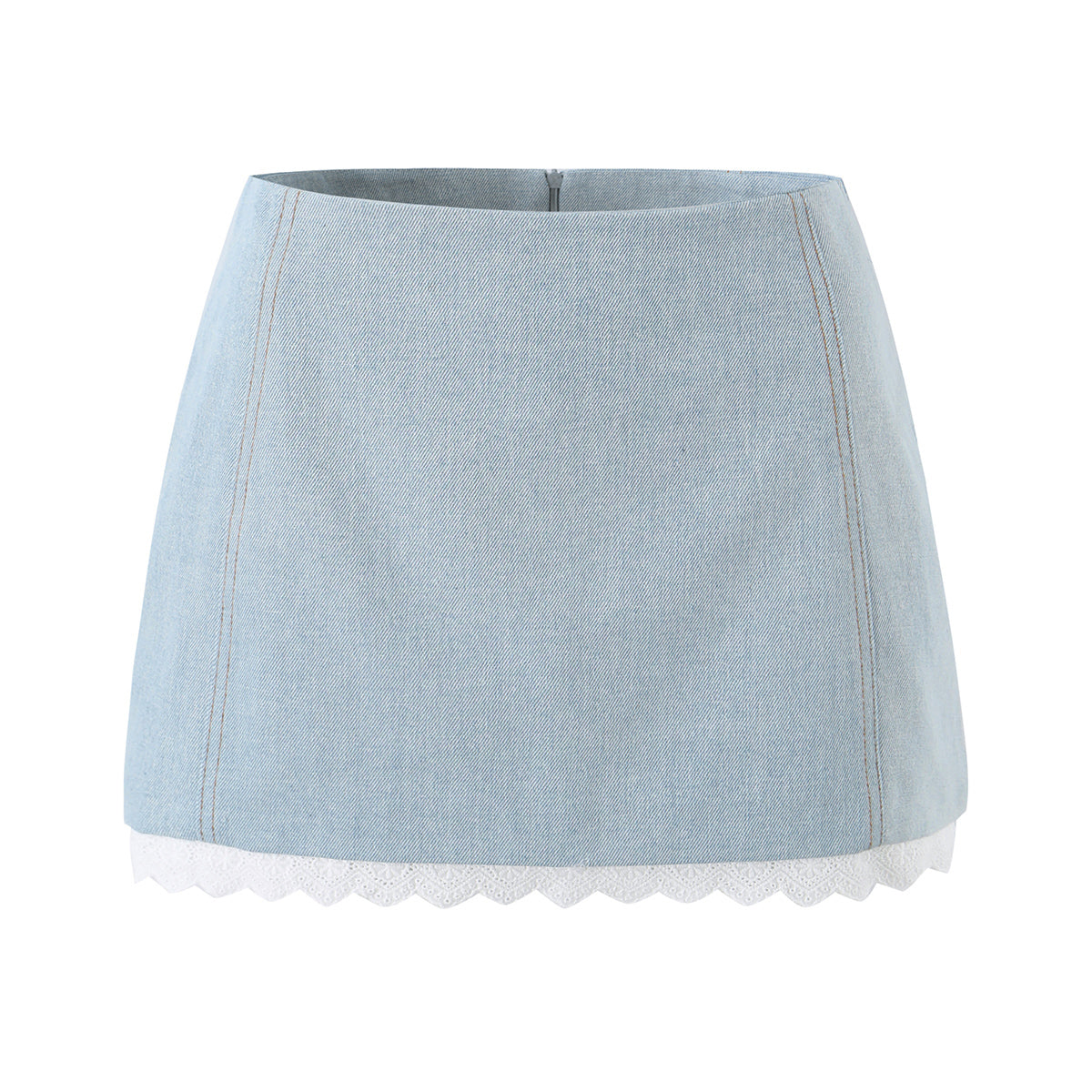 Lace Stitching Boning Corset Waist Denim Top Sheath Skirt Two Piece Sets