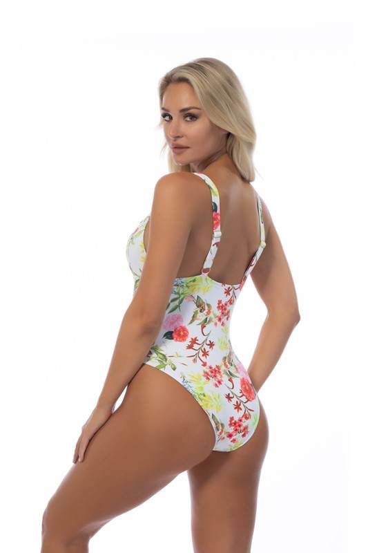 BRIGHT FLORAL TIE FRONT ONE PIECE SWIMSUIT