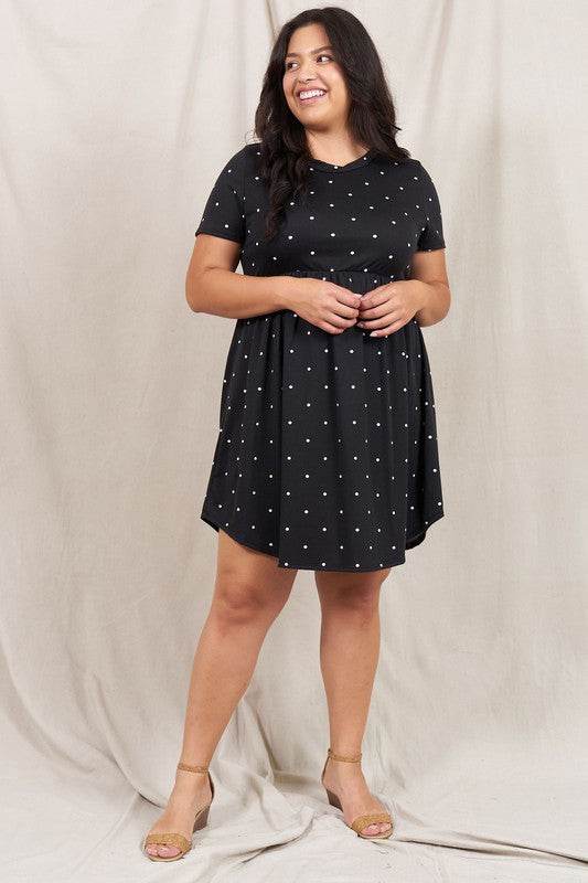 Short Sleeve Polka Dot Mini Dress
