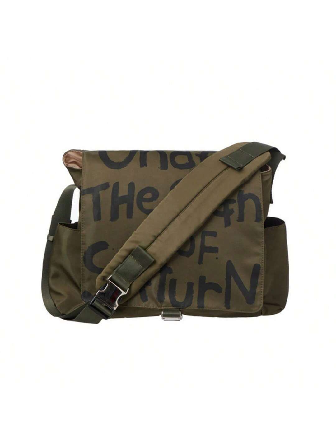 Canvas Messenger Bag Crossbody Bag Letter Printed Waterproof Shoulder Nylon College Student Women's Shoulder Bag Goth Punk Shoulder Satchels Harajuku Grunge Handbag