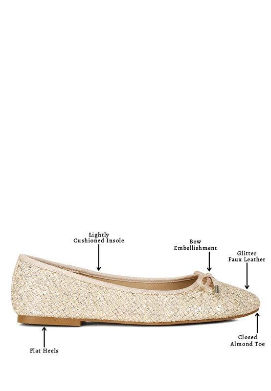 Harriet Glitter Faux Leather Flat Ballerinas