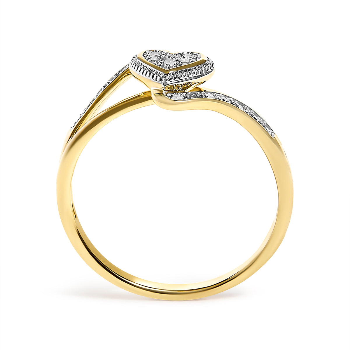 10K Yellow Gold Diamond Accent Filigree Heart Promise Ring (I-J Color, I3 Clarity)- Size 7