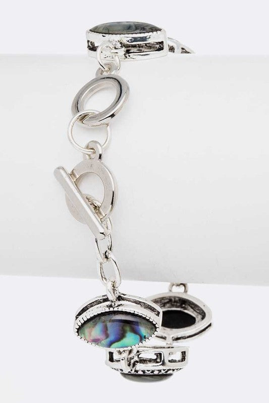 Abalone Vintage Geo Link Station Toggle Bracelet