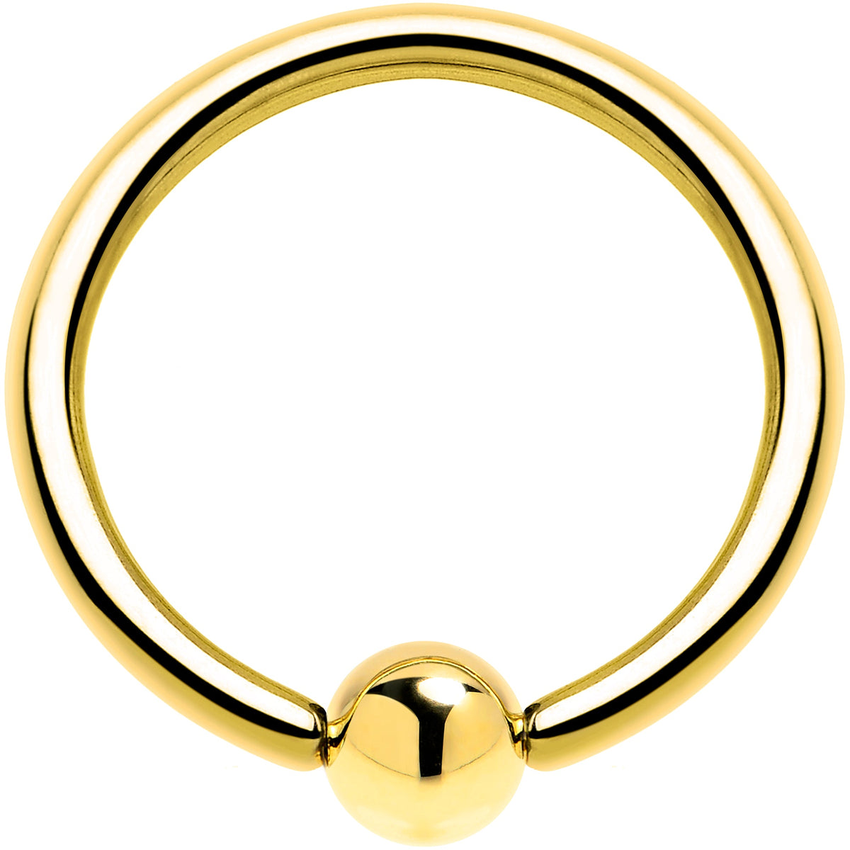 Solid 14K Yellow Gold 16G 3/8 Ball Captive Ring 3mm Ball