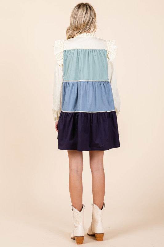 Tiered Color Block Mini Dress
