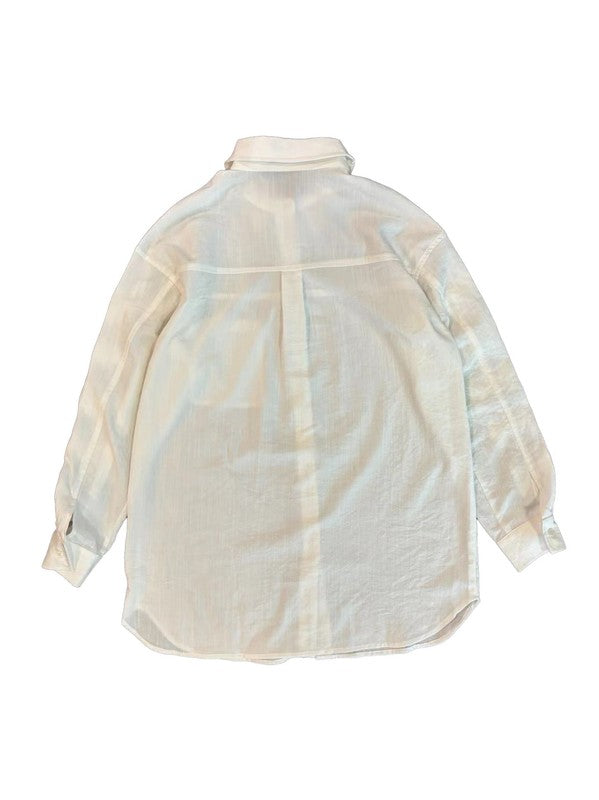 Bow sleeve button down shirt