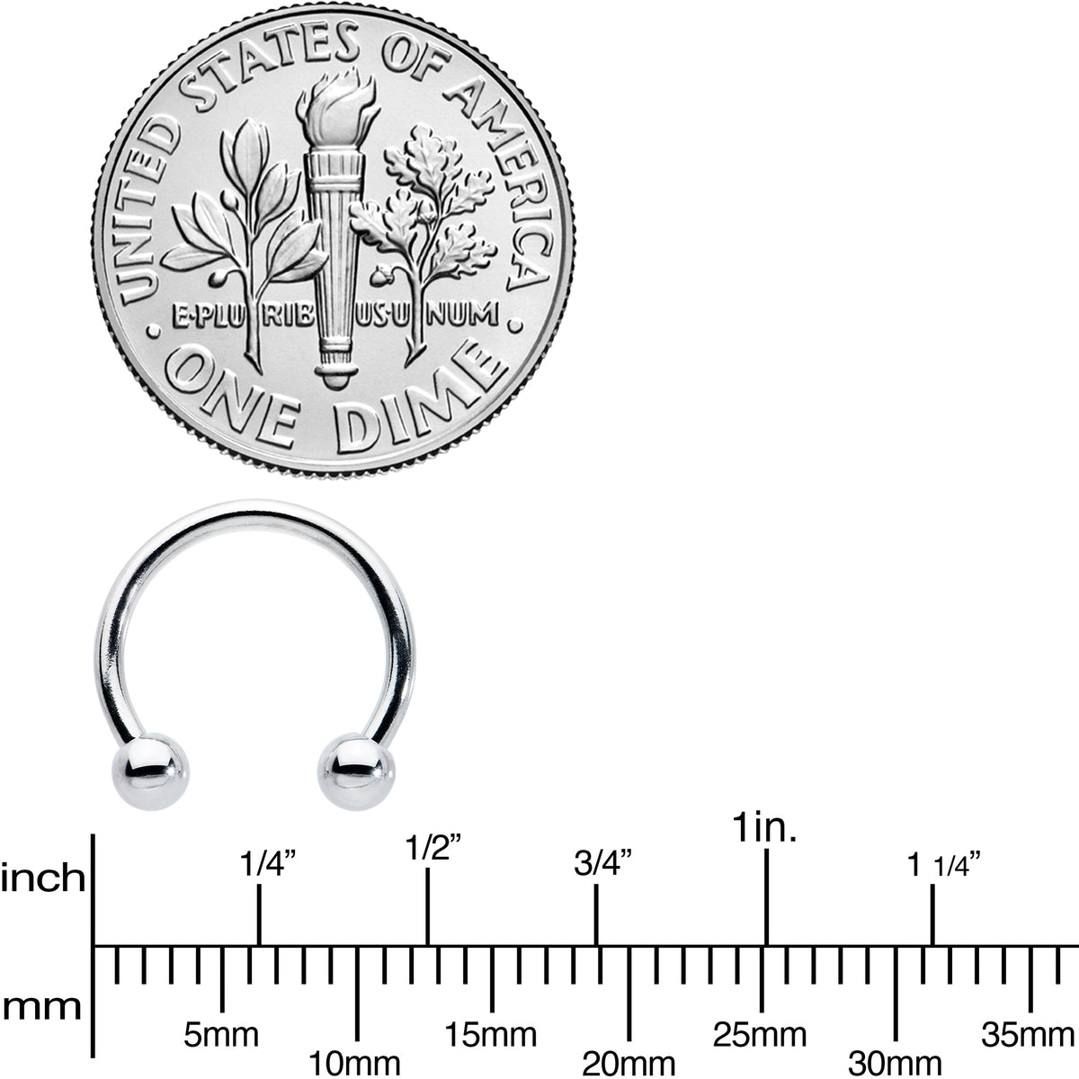 16G STEEL HORSE SHOE Circular Barbell 3/8 3mm