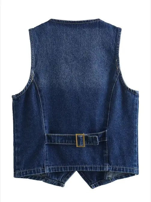 Cropped Denim Vest