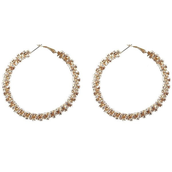 50mm Basic Full Cover Rhinestone Hoop Earrings