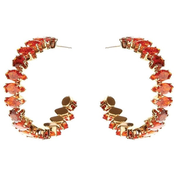 Marquise Crown Halo Cubic Zirconia Hoop Earrings