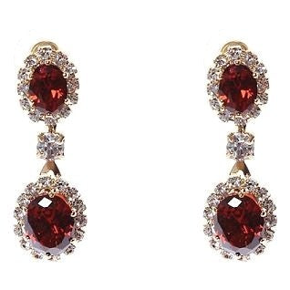 Linked Oval Dangle Rhinestone Earrings