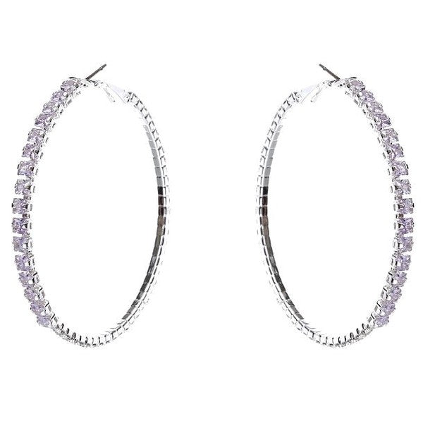 70mm Square Crown Halo CZ Hoop Earrings