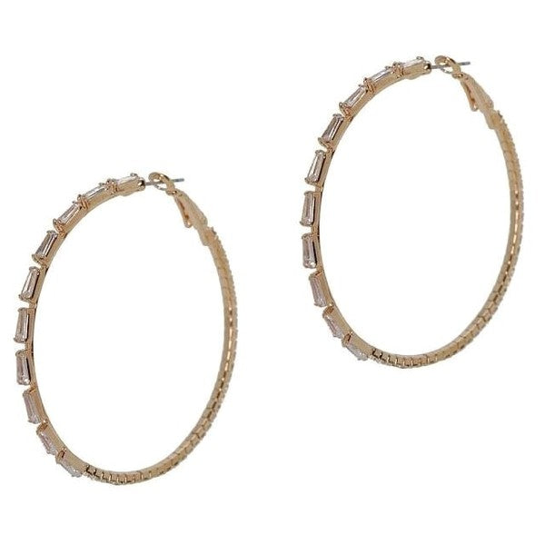 50mm Skewed Bar Cut Halo CZ Hoop Earrings