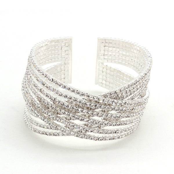 CHUNKY RHINESTONE CRISS CROSS BRACELET