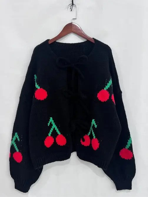 Front tie cherry cardigan
