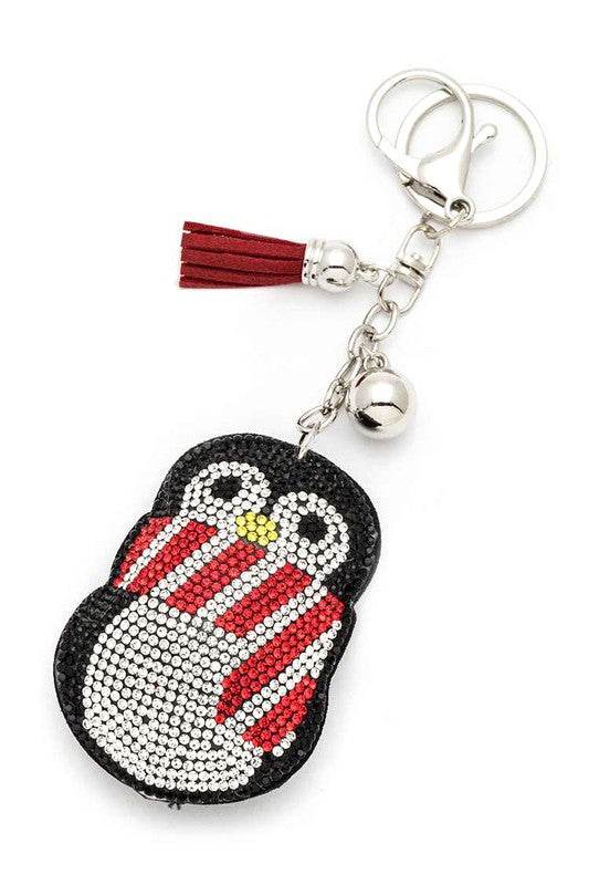 Rhinestone Penguin Pillow Key Chain