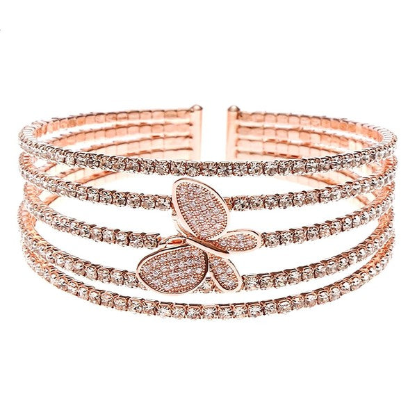 Butterfly Badge Rhinestone Spring Wrap Bracelet