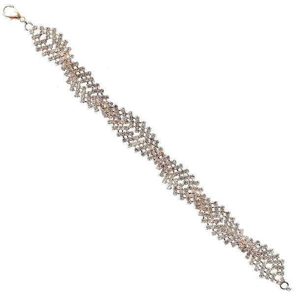 Two Twist Lines Cross Rhinestone Link Bracelet