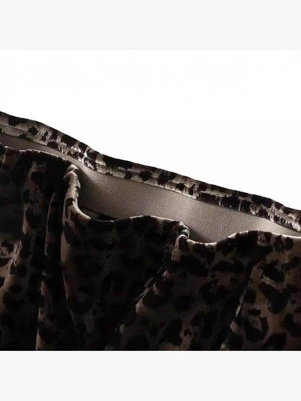 Velvet leopard midi skirt