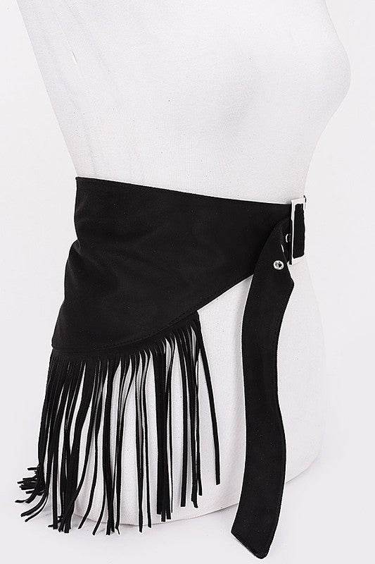 Faux Suede Fringe Western Belt